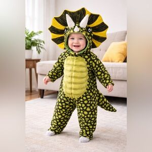 Triceratops Dinosaur Costume – Toddler – Green Fleece w/ Headpiece & Tail